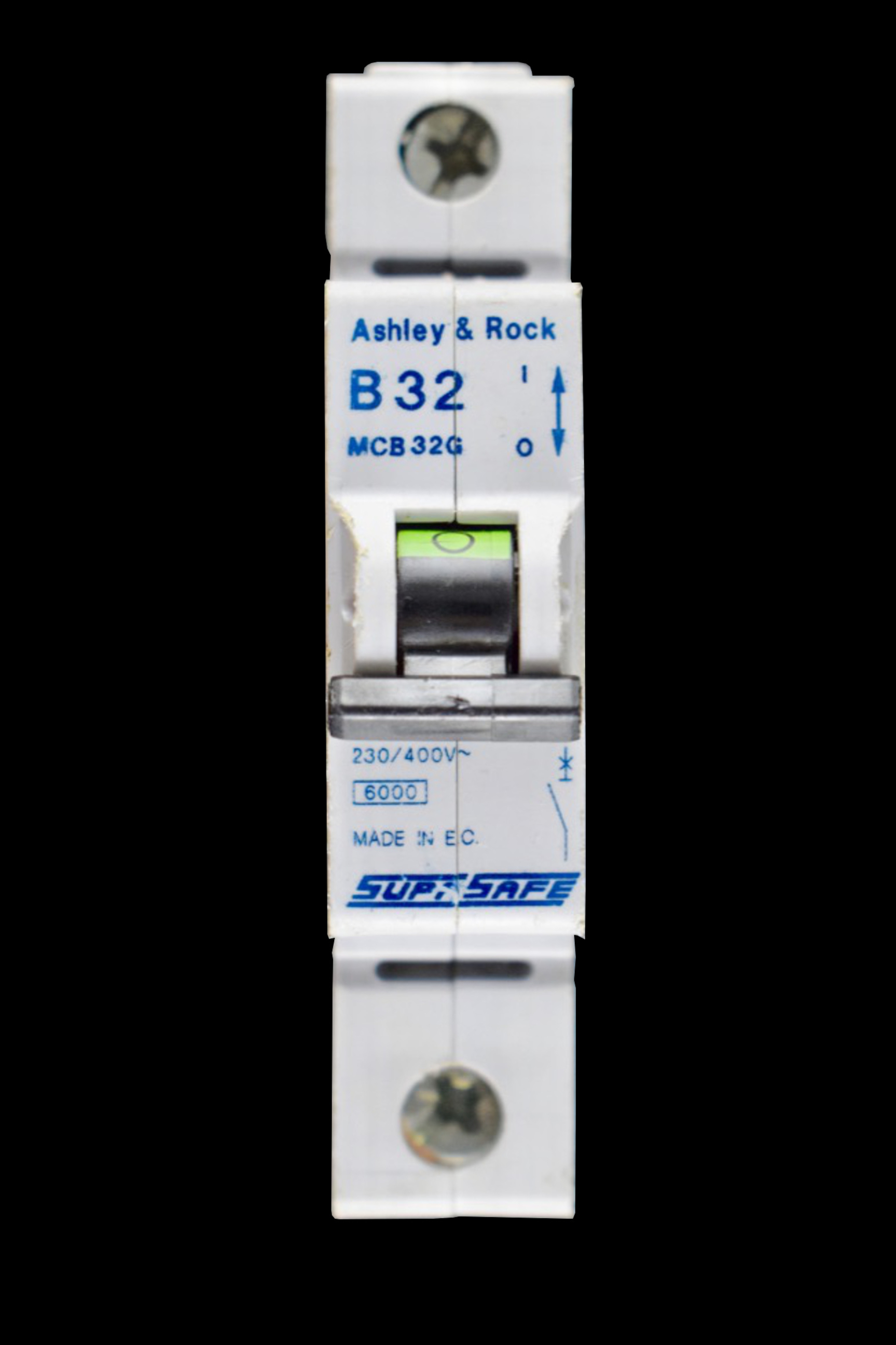 ASHLEY & ROCK 32 AMP CURVE B 6kA MCB CIRCUIT BREAKER MCB32G SUPASAFE